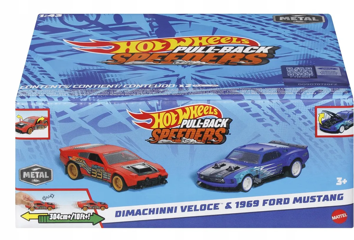 Hot Wheels Pull-Back Mustang & Dimachinni Veloce 1:43