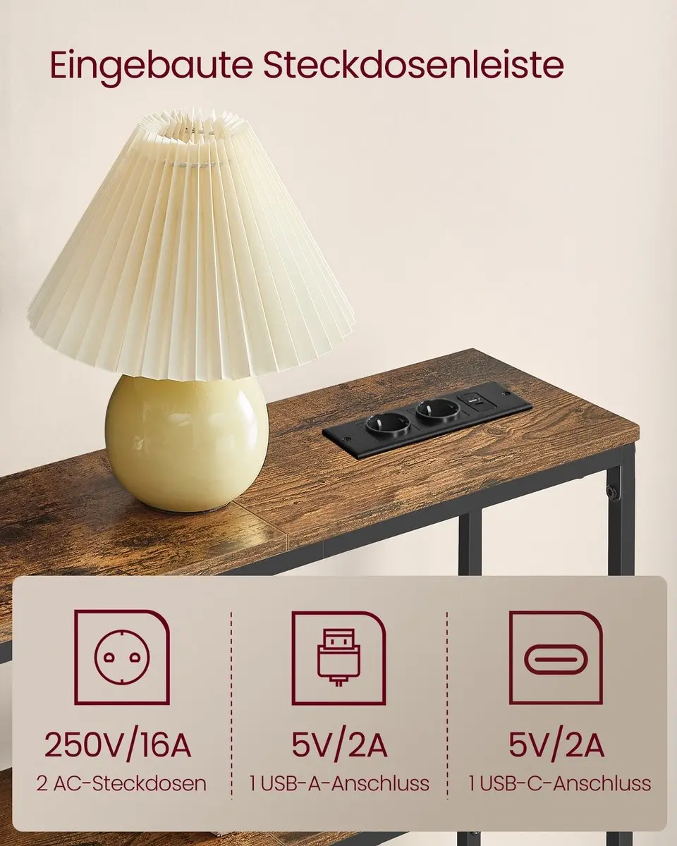 Songmics LNT136KD01 Consoletafel - 100cm - Vintage Bruin/Zwart - afbeelding 5 van 5