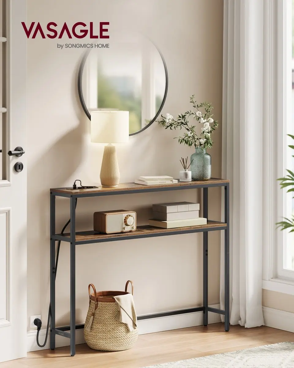Songmics LNT136KD01 Consoletafel - 100cm - Vintage Bruin/Zwart - afbeelding 2 van 5