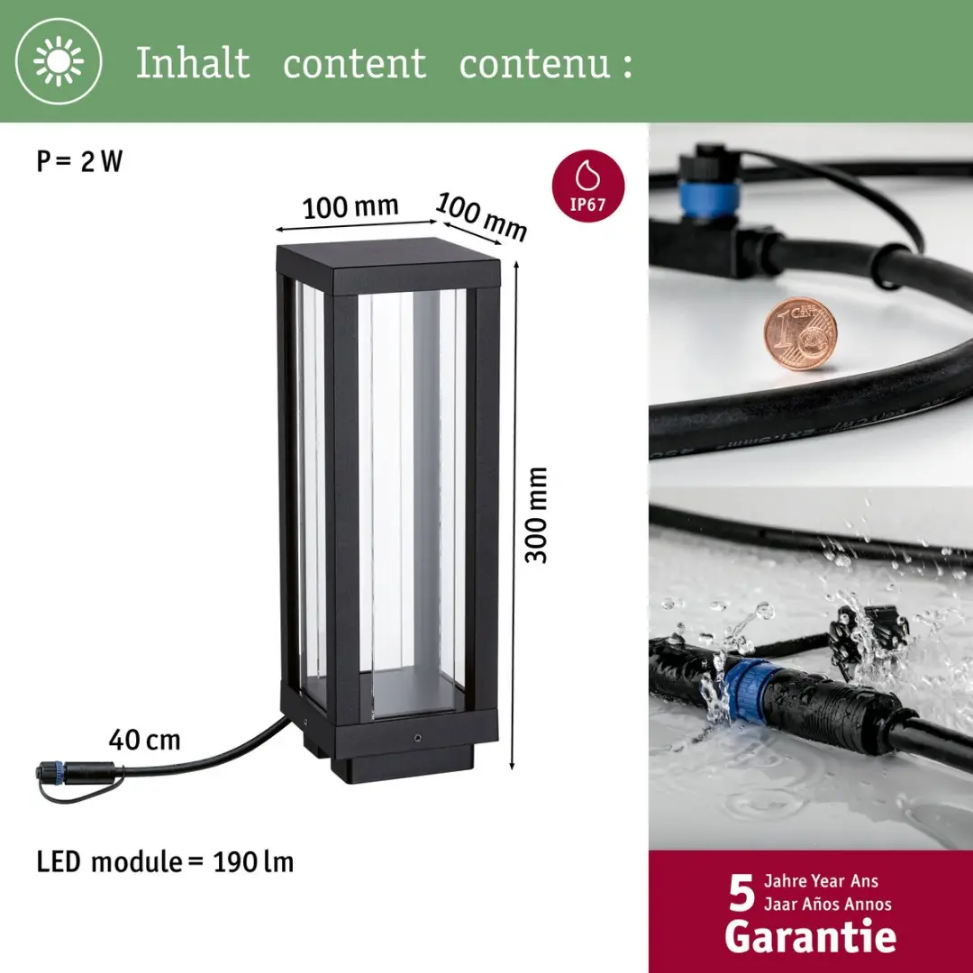 Paulmann Plug & Shine RGBW Lantaarn 94753 - Antraciet - afbeelding 5 van 6