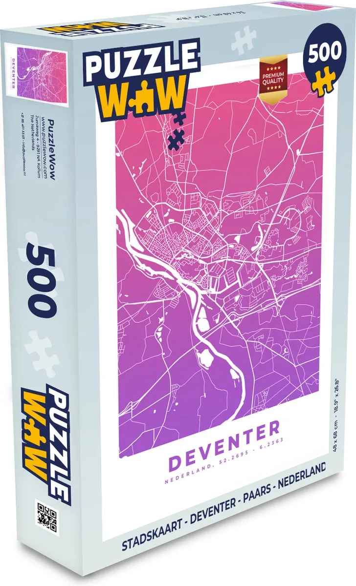 PuzzleWow Stadskaart Deventer Legpuzzel 500 Stuks