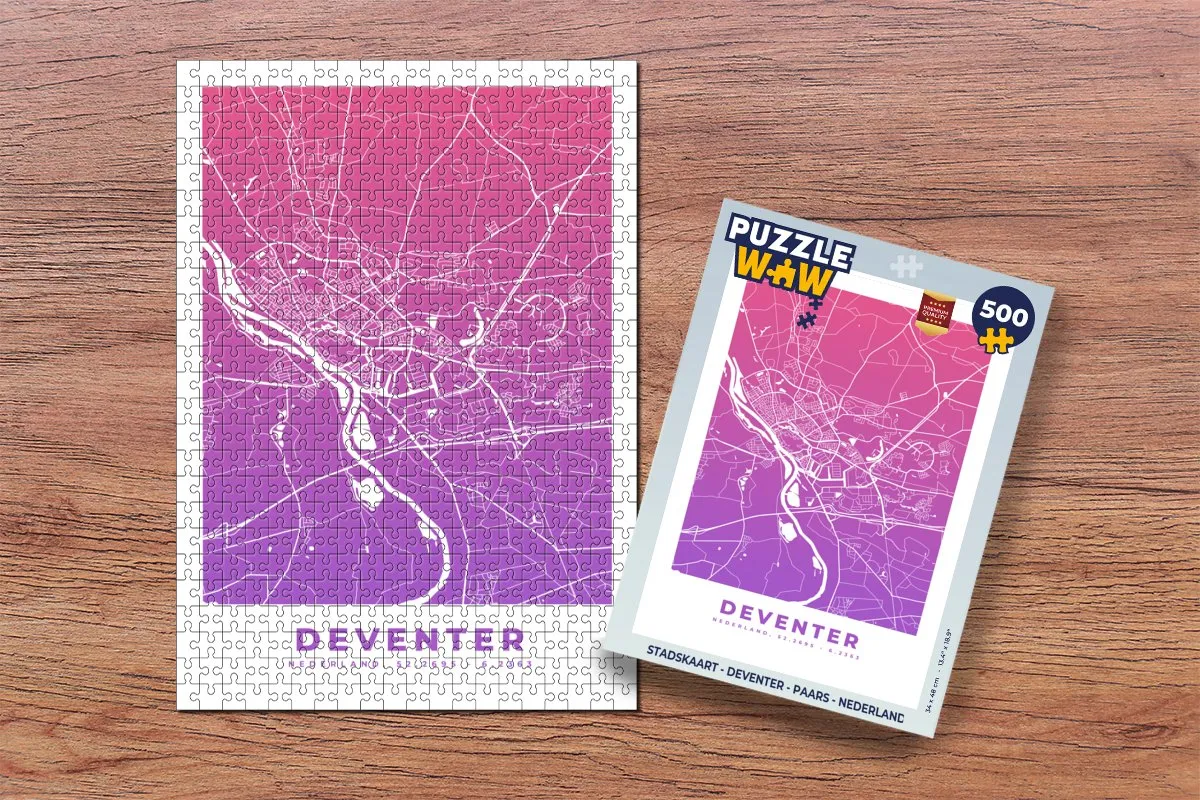 PuzzleWow Stadskaart Deventer Legpuzzel 500 Stuks - Multicolor