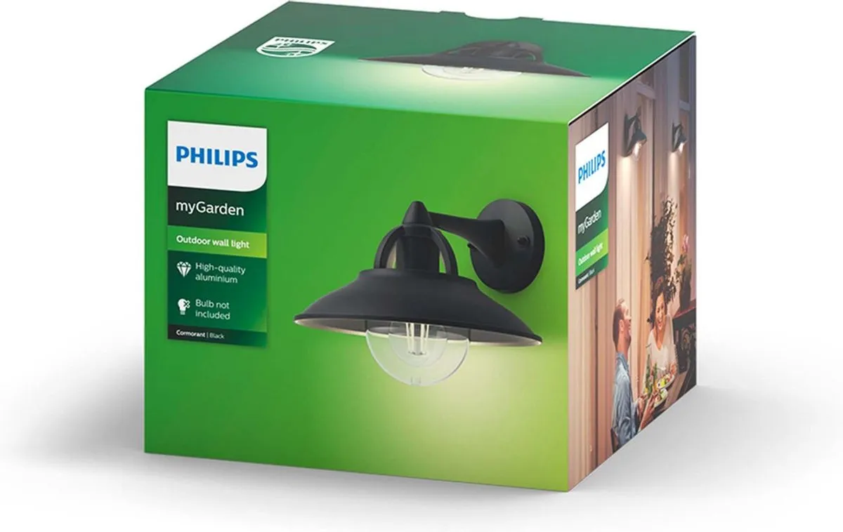 Philips Cormorant Muurlamp 34cm - Zwart