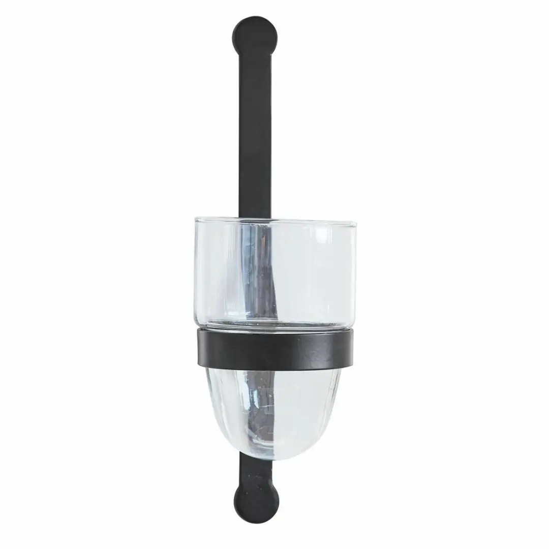 Loberon Astalis Wandkandelaar - Zwart/Heldere Glas - afbeelding 2 van 3