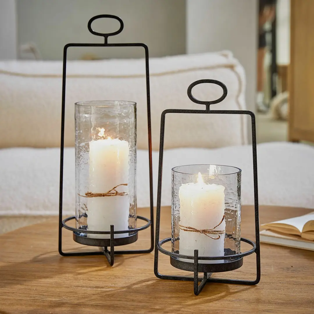 Loberon Zevara Lantaarnset 2 Stuks - Ø18cm Zwart/Heldere Glas - afbeelding 5 van 5