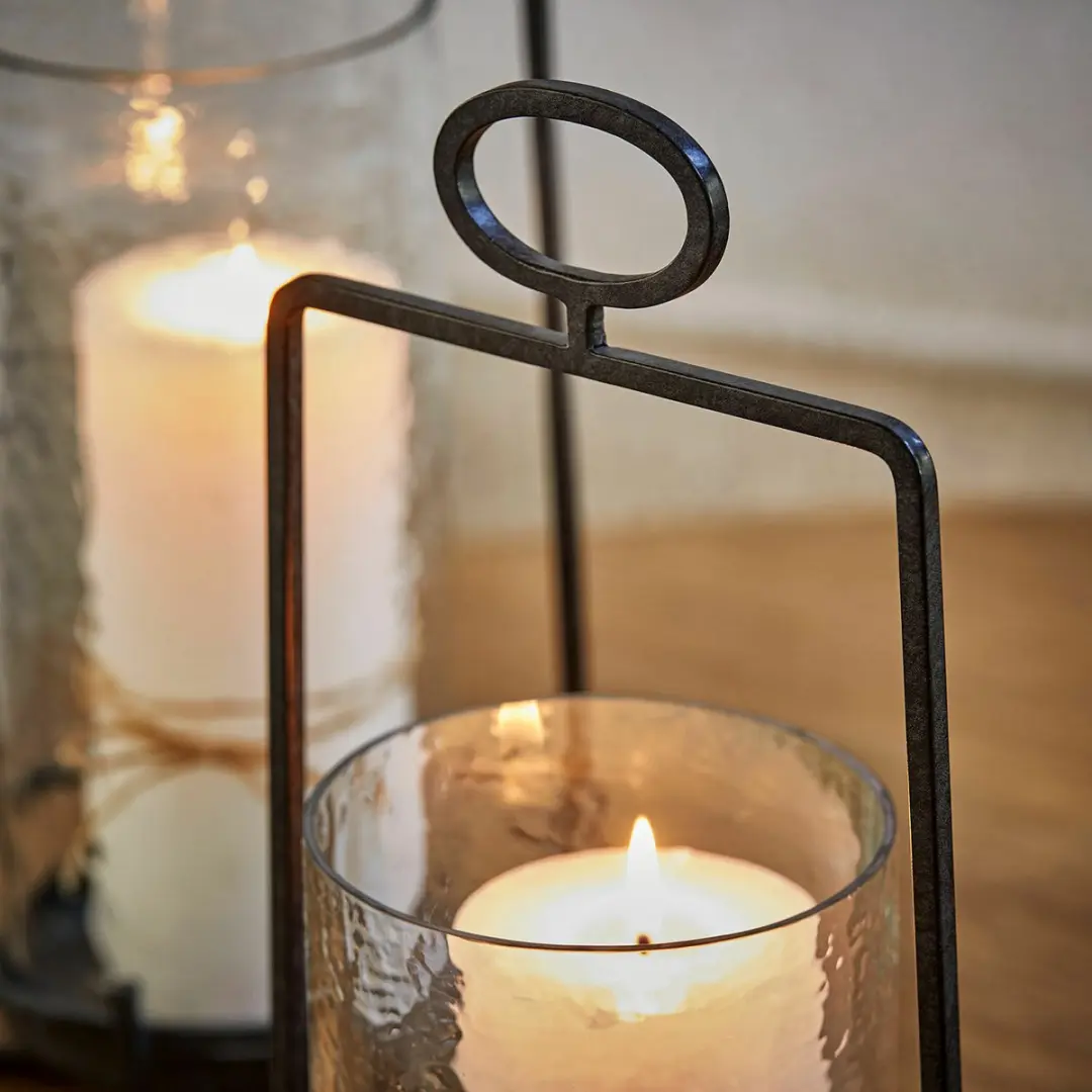 Loberon Zevara Lantaarnset 2 Stuks - Ø18cm Zwart/Heldere Glas - afbeelding 3 van 5