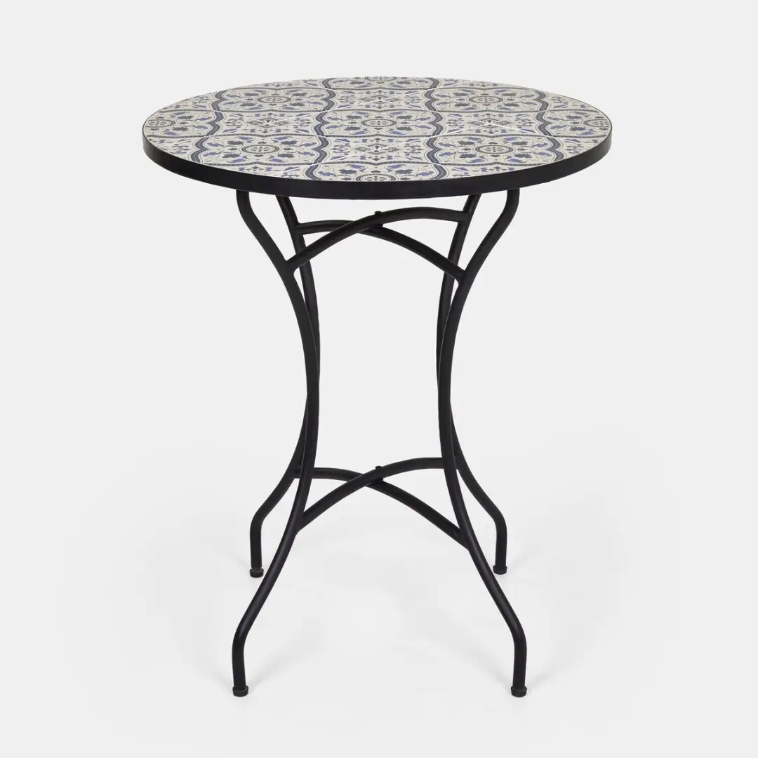 Loberon Giulessa Tafel 60cm - 6 Personen - Zwart/Wit/Blauw - afbeelding 2 van 6
