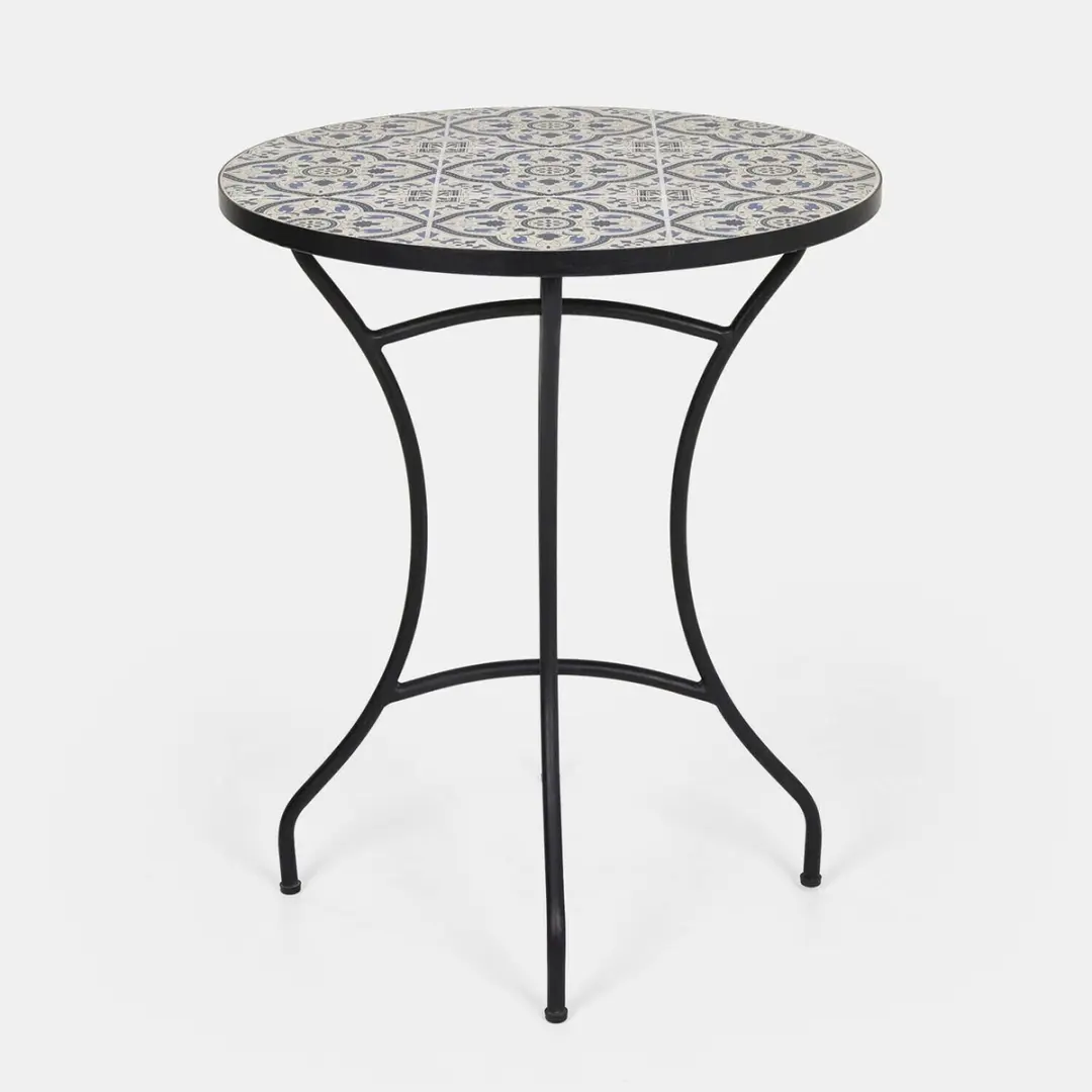 Loberon Giulessa Tafel 60cm - 6 Personen - Zwart/Wit/Blauw - afbeelding 5 van 6