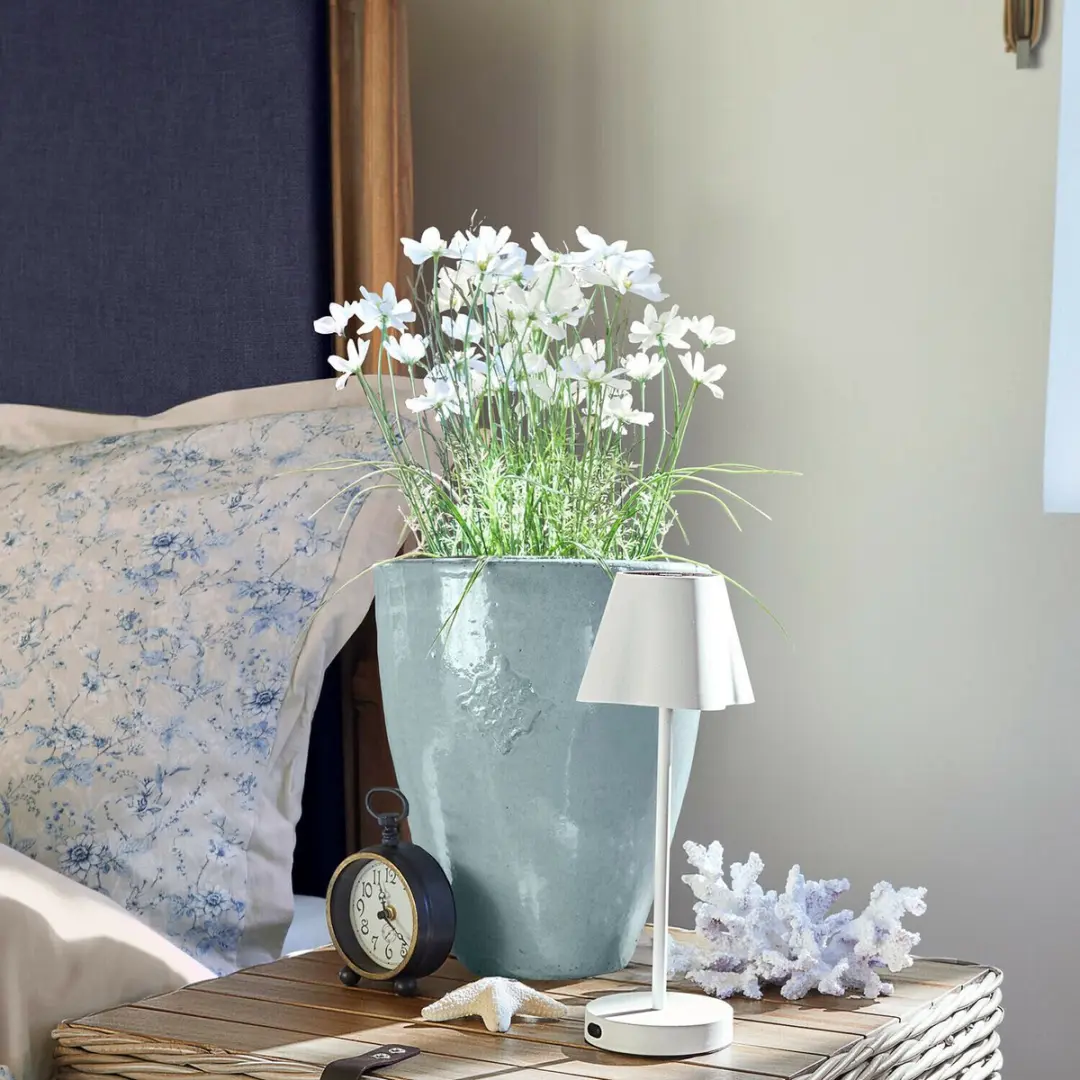 Loberon Decoratieve Potplant Harmoise - Wit/Groen/Geel - afbeelding 2 van 5