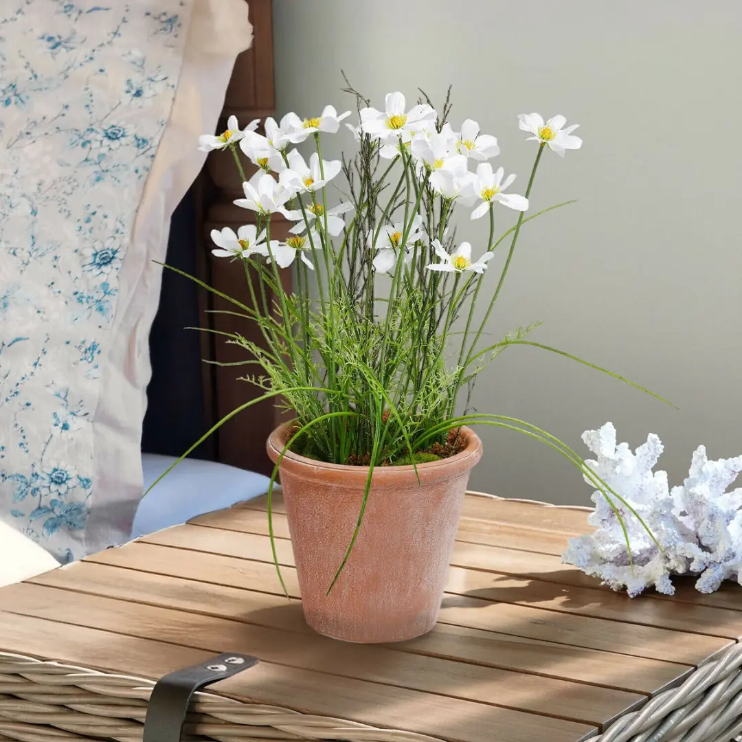Loberon Decoratieve Potplant Harmoise - Wit/Groen/Geel - afbeelding 3 van 5