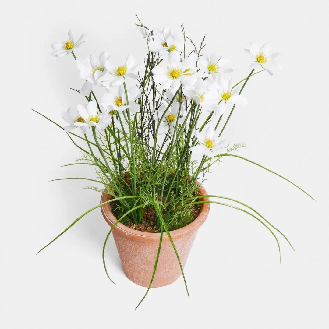 Loberon Decoratieve Potplant Harmoise - Wit/Groen/Geel - afbeelding 4 van 5