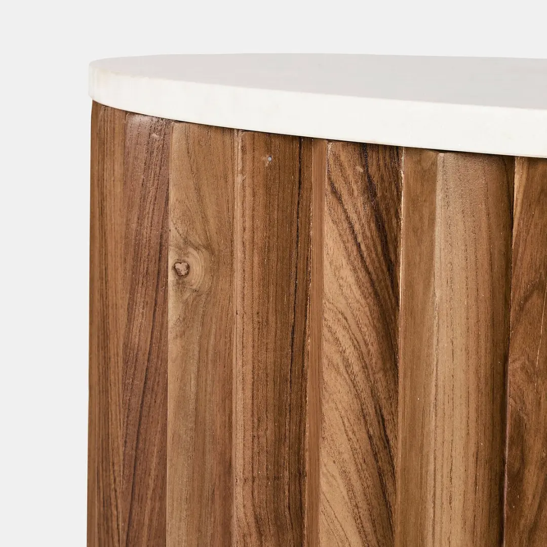 Loberon Moroq Salontafel 80cm - Bruin/Wit - afbeelding 5 van 5