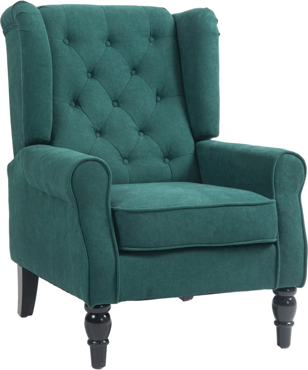 Homcom Fauteuil-Polyester, hout-86L x 74B x 102H cm-Donkergroen