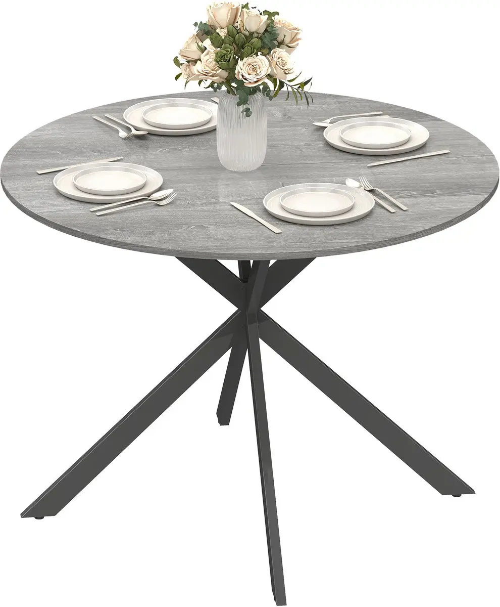 Homcom Eettafel-Spaanplaat, Staal-100L x 100B x 75H cm-Grijs
