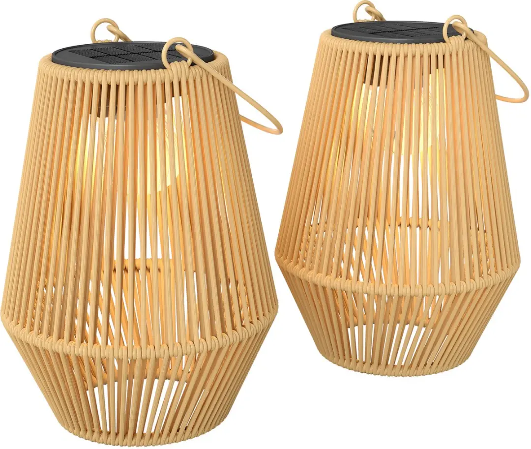 Outsunny Rattan lamp-PE-rattan, metaal-Ø16 x 21H cm-Bruin