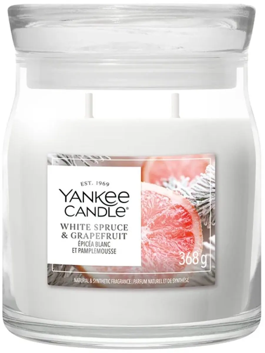 Yankee Candle White Spruce & Grapefruit Medium Geurkaars
