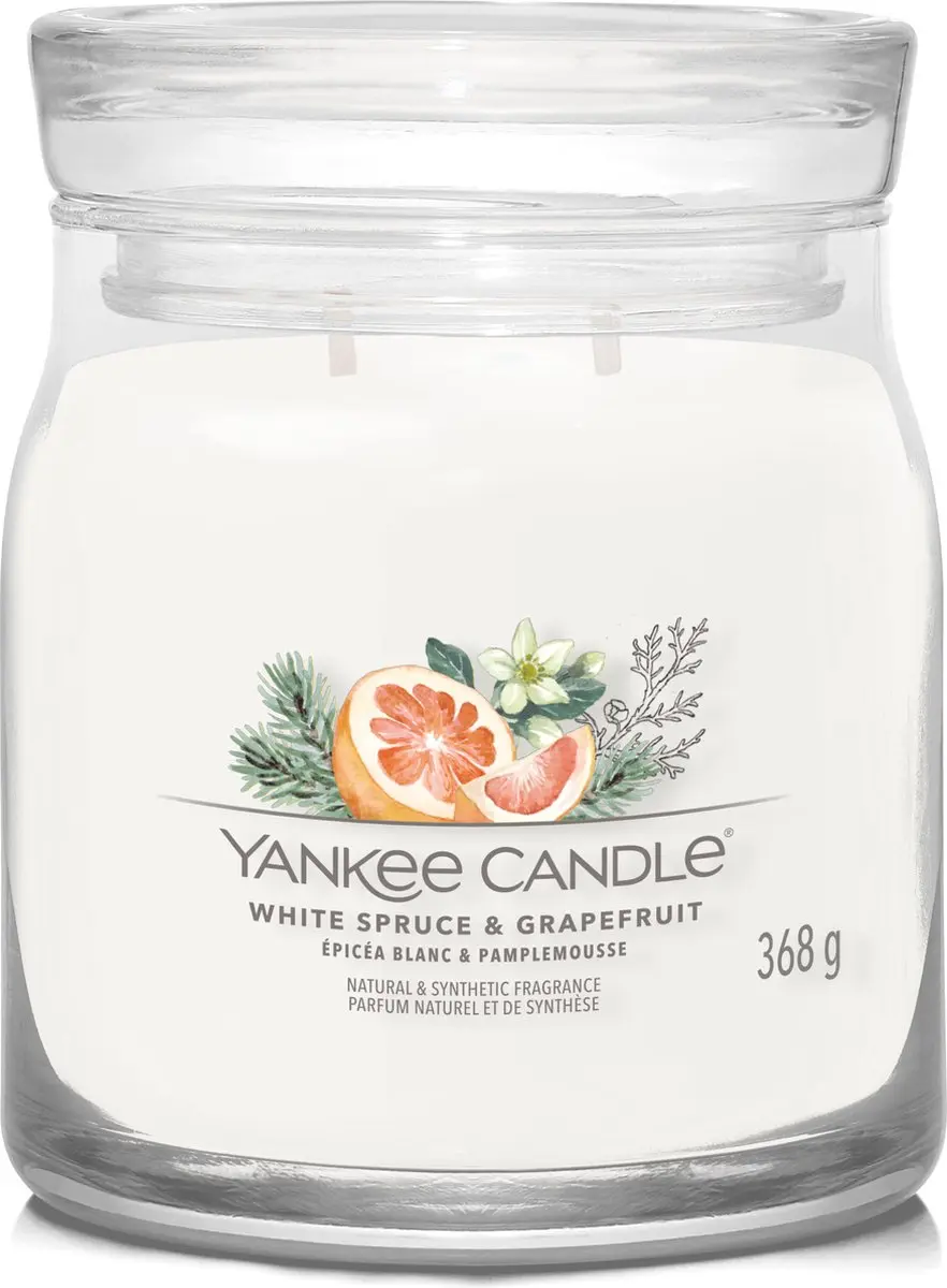 Yankee Candle White Spruce & Grapefruit Medium Geurkaars - afbeelding 2 van 2
