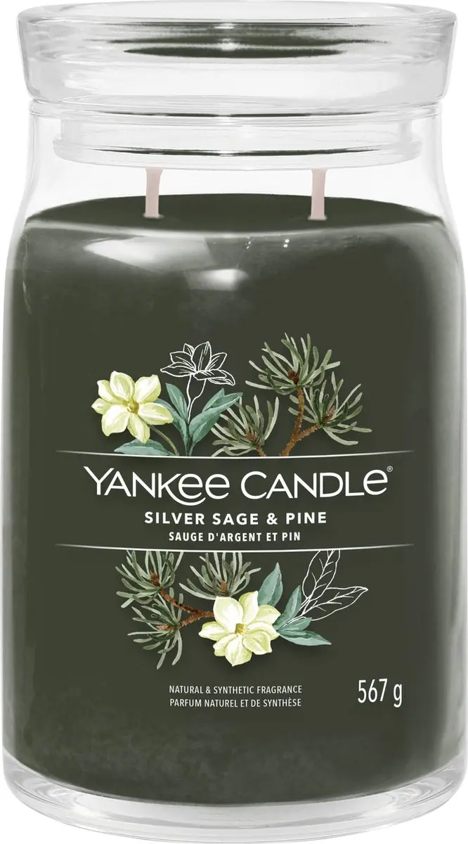 Yankee Candle Silver Sage & Pine Geurkaars - 90 Branduren - afbeelding 2 van 2
