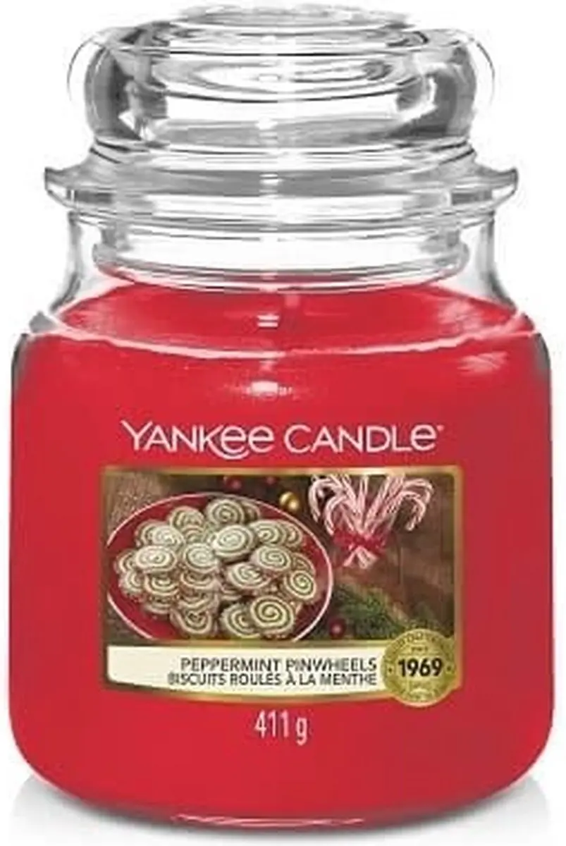Yankee Candle Peppermint Pinwheels Geurkaars - 80 Branduren - afbeelding 5 van 6