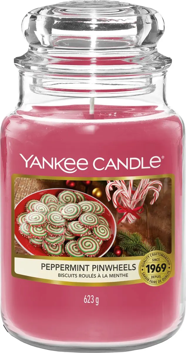 Yankee Candle Peppermint Pinwheels Geurkaars - 80 Branduren - afbeelding 3 van 6