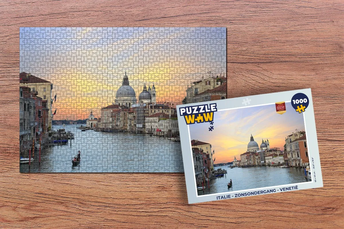 PuzzleWow Legpuzzel Italië Zonsondergang Venetië 1000 Stuks - Multicolor