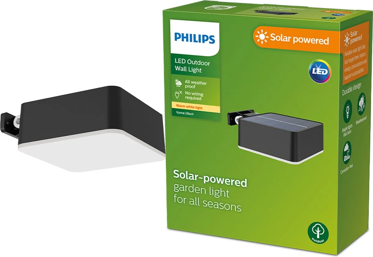 Philips Vynce Solar Wandlamp Vierkant 1.5W