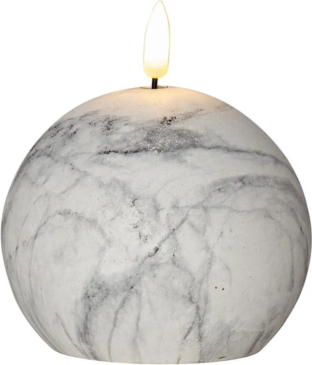 Star Trading Kaars Flame Marble, zuilkaars, bolvorm, marmer design, LED, timer,
