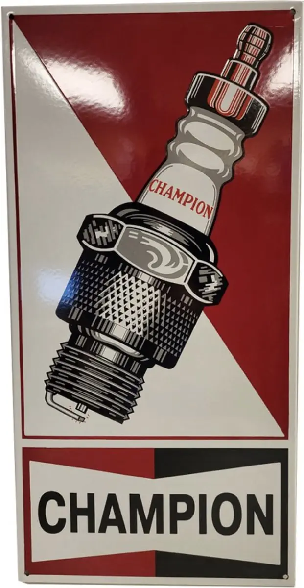 Champion Red White Emaille Bord