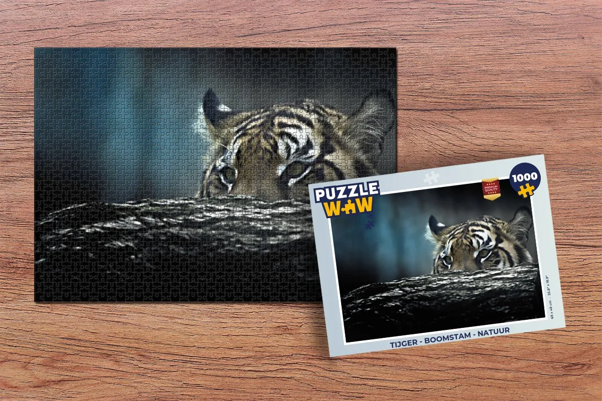 PuzzleWow Tijger Boomstam Legpuzzel 1000 Stuks - Multicolor
