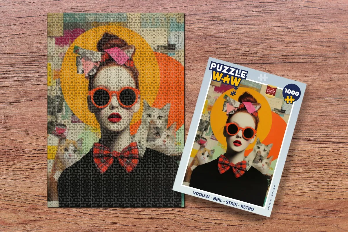 PuzzleWow Retro Strik Bril Puzzle - 1000 Stukken