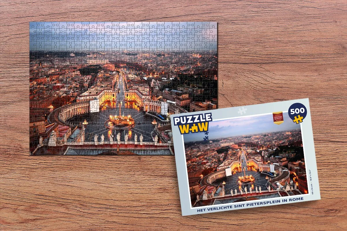 PuzzleWow Sint Pietersplein Rome Legpuzzel 500 Stuks - Multicolor
