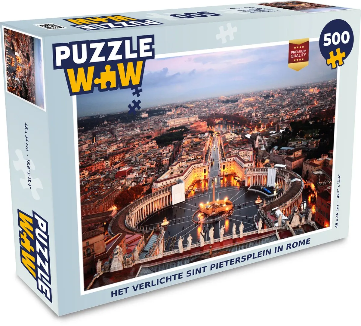 PuzzleWow Sint Pietersplein Rome Legpuzzel 500 Stuks - Multicolor