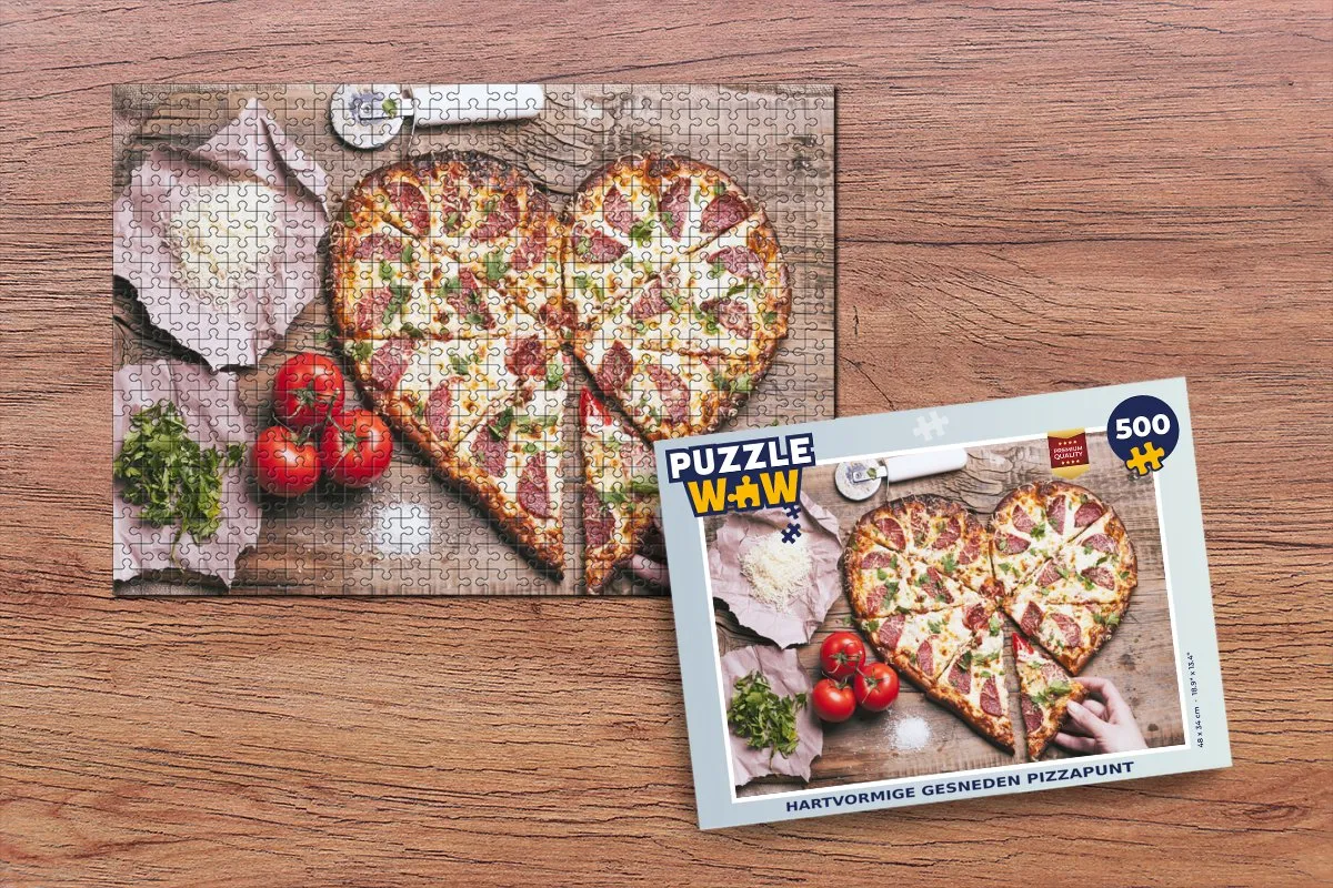 PuzzleWow Hartvormige Pizzapunt Legpuzzel 500 Stuks - Multicolor