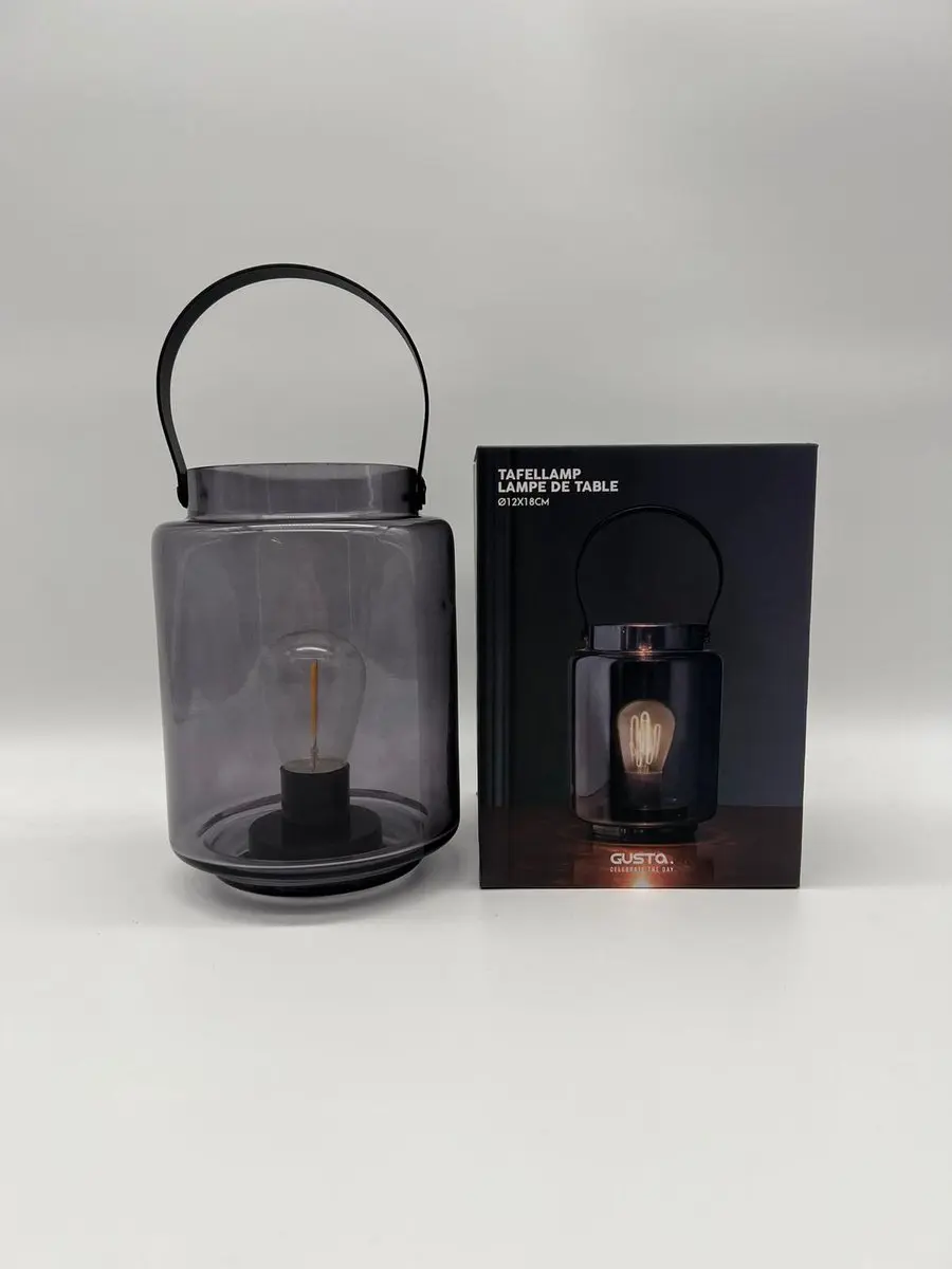 Gusta Glazen LED Lantaarn 12x18cm - afbeelding 2 van 2