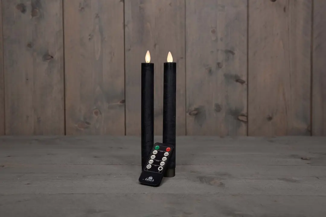 Anna's Collection LED Dinerkaars Flame Effect 23cm Zwart - 2 Stuks - afbeelding 3 van 5