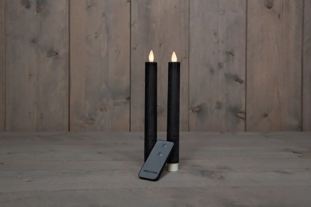 Anna's Collection LED Dinerkaars Flame Effect 23cm Zwart - 2 Stuks - afbeelding 5 van 5