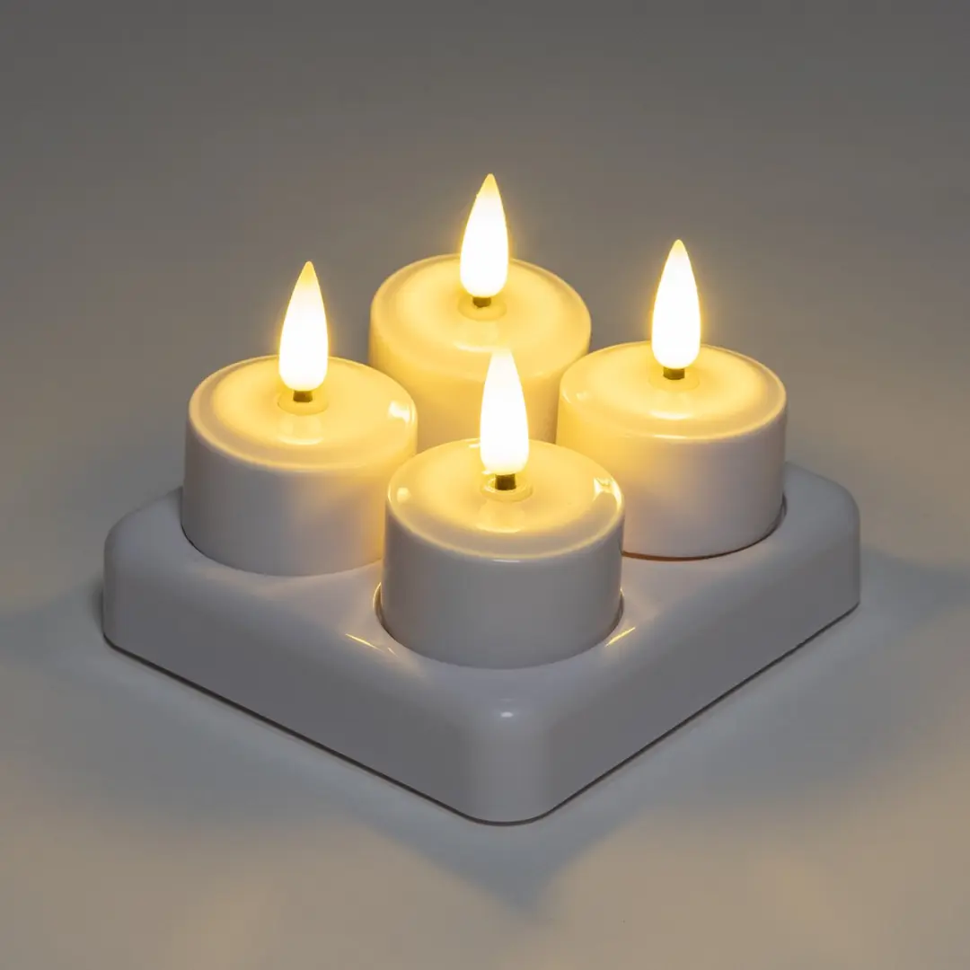 Anna's Collection Oplaadbare LED Theelichtjes - 4 Stuks - Wit - afbeelding 3 van 6