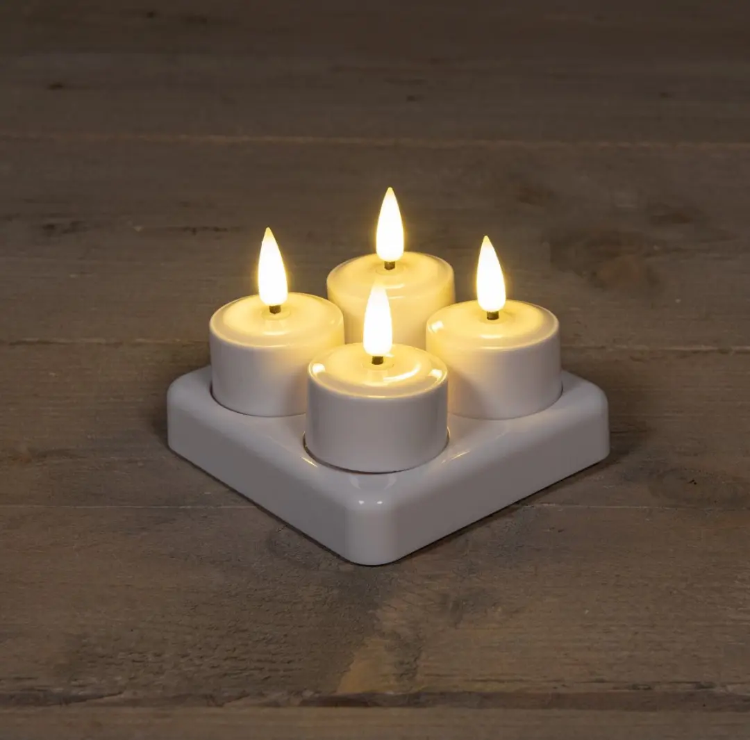 Anna's Collection Oplaadbare LED Theelichtjes - 4 Stuks - Wit - afbeelding 6 van 6