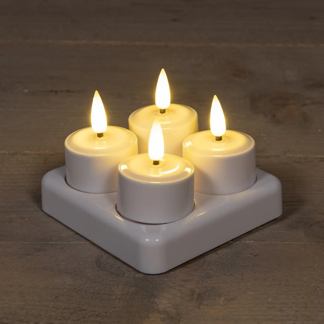 Anna's Collection Oplaadbare LED Theelichtjes - 4 Stuks - Wit - afbeelding 2 van 6