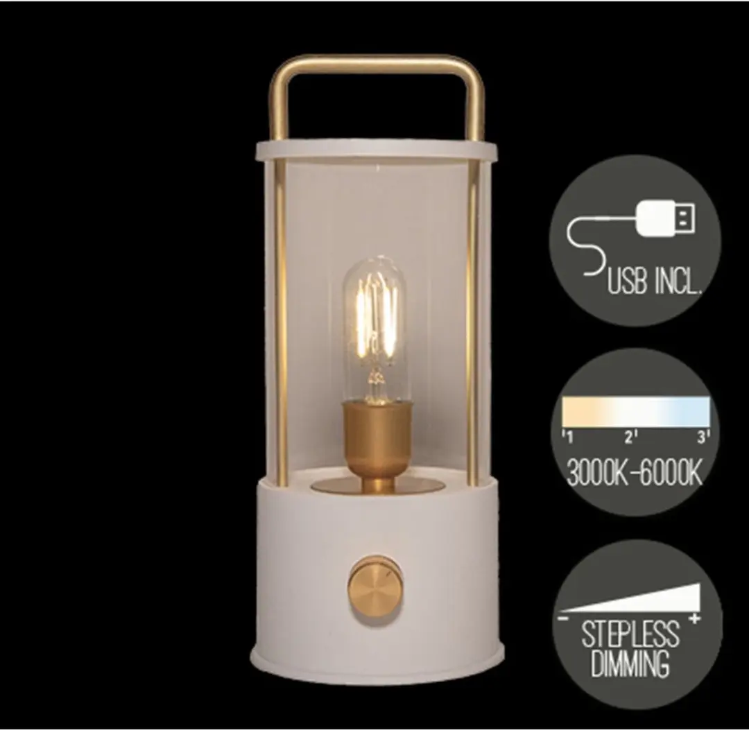 Anna's Collection Elin Campinglamp - Wit - 25 cm - afbeelding 3 van 3