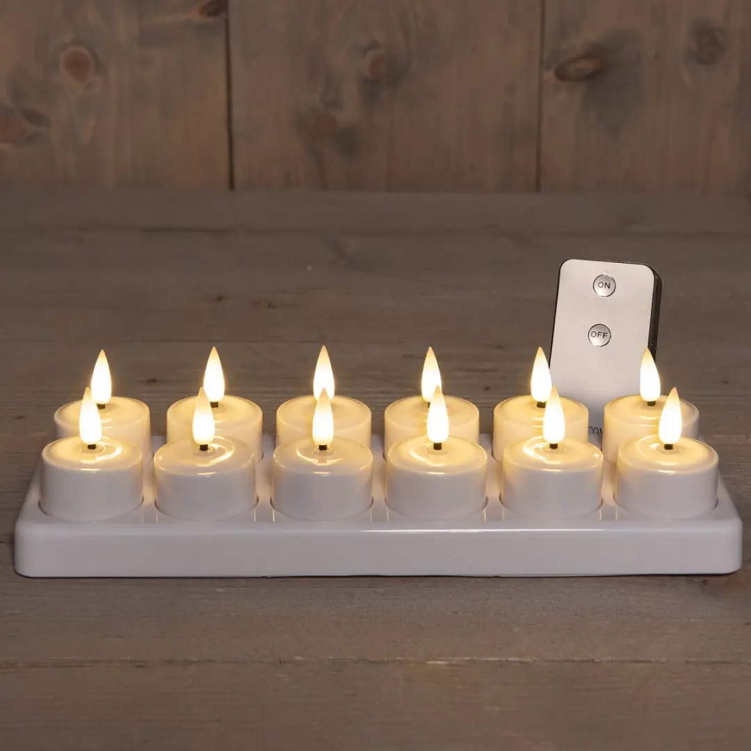 Anna's Collection Oplaadbare LED Theelichtjes 12 Stuks - Wit - afbeelding 2 van 3