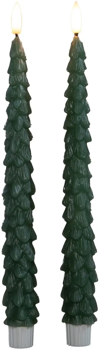 Anna's Collection LED kerstboom dinerkaarsen 27cm groen - met afstandsbediening