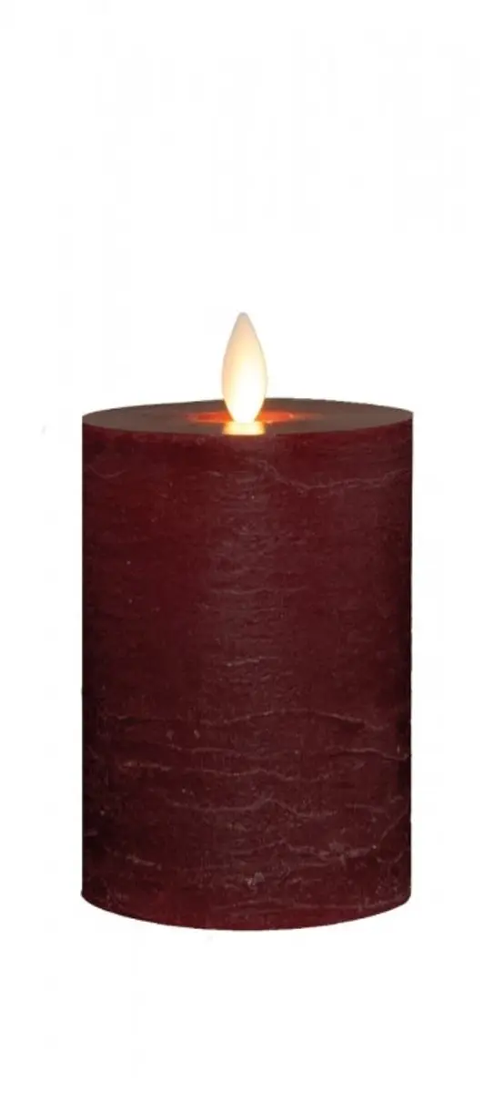 Stompkaars rustiek wax bewegende vlam 10x7,5 cm bordeaux Anna's Col...