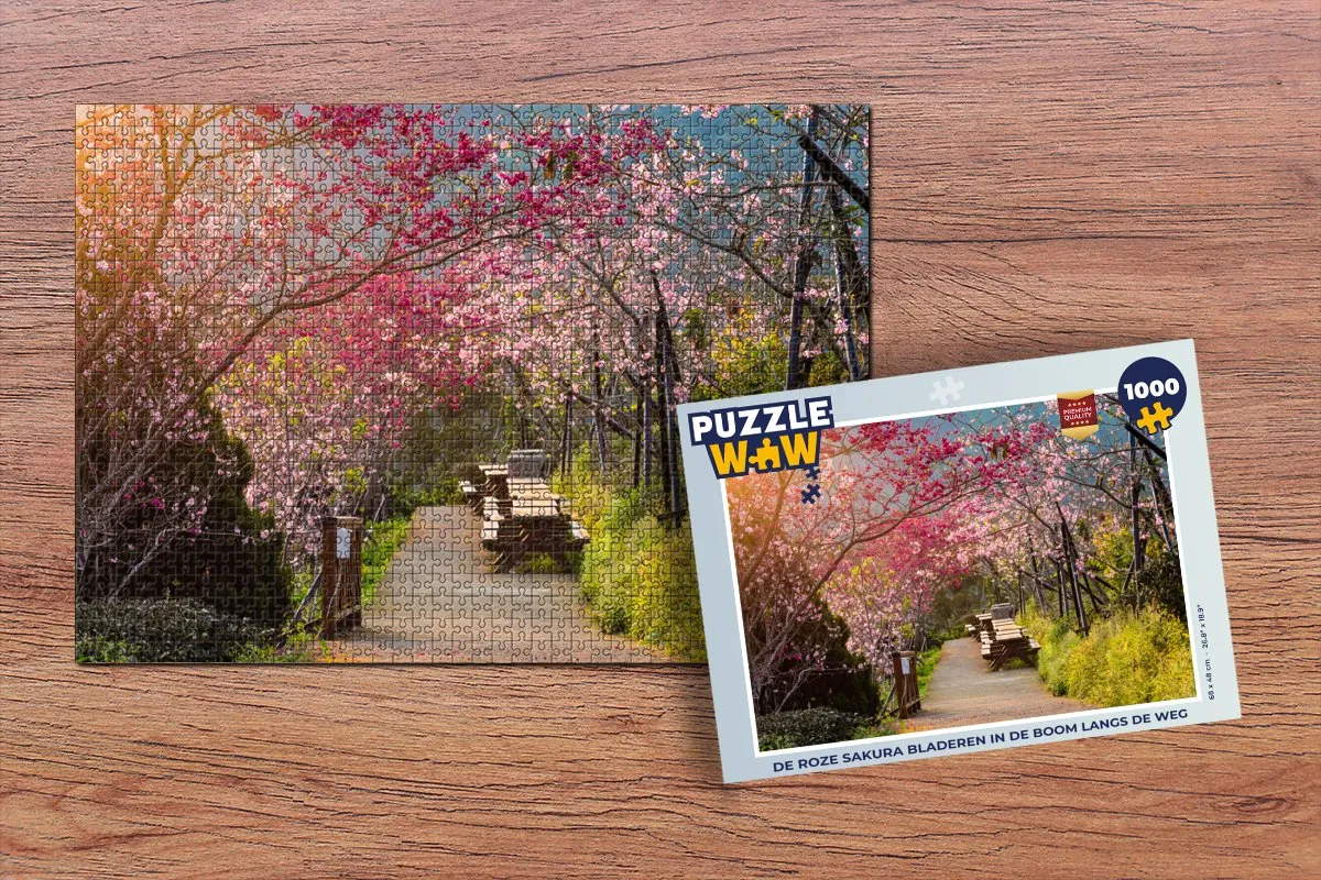 PuzzleWow Legpuzzel 1000 Stuks - De roze sakura bladeren - Multicolor