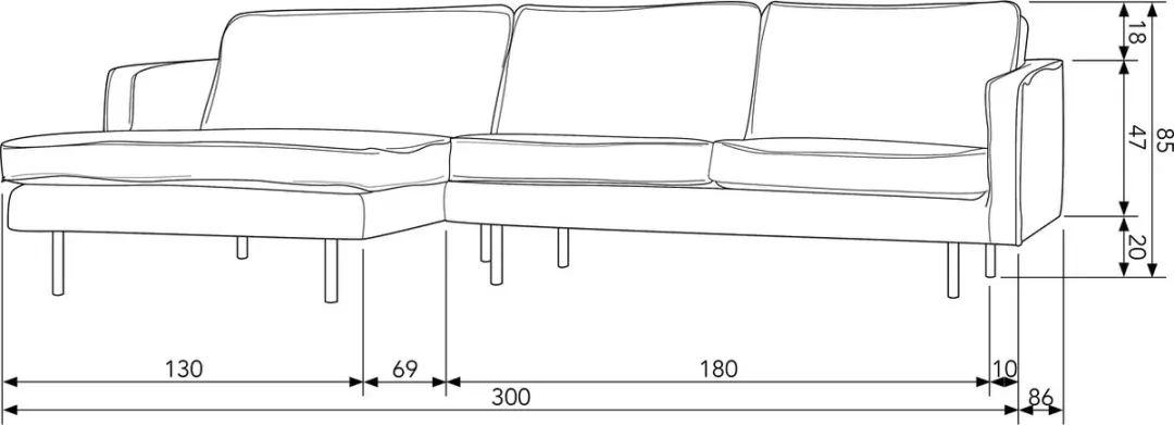 WOOOD Rodeo Chaise Longue Links - Cognac - afbeelding 5 van 6