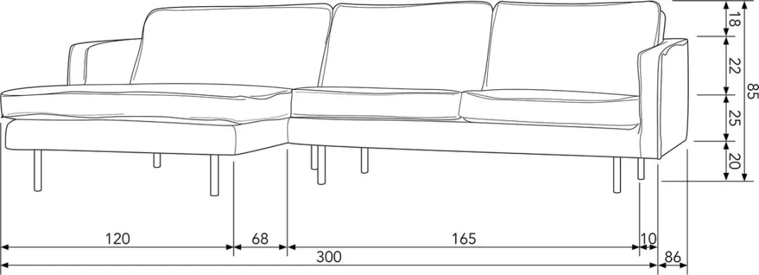 WOOOD Rodeo Chaise Longue Links - Cognac - afbeelding 4 van 6