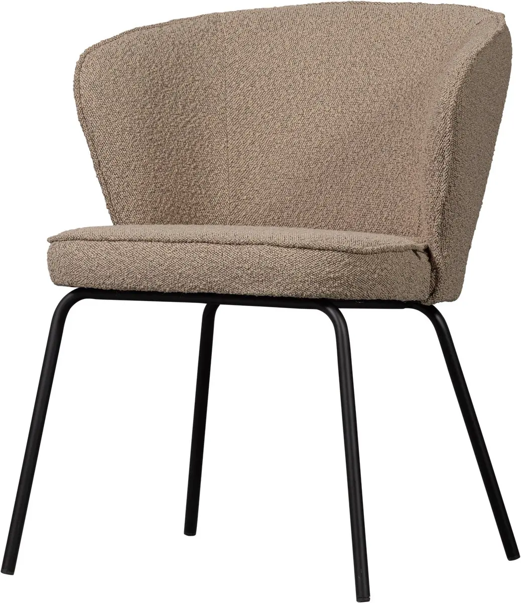 WOOOD Admit Eetkamerstoel - Bouclé - Beige - 77x60x59 cm