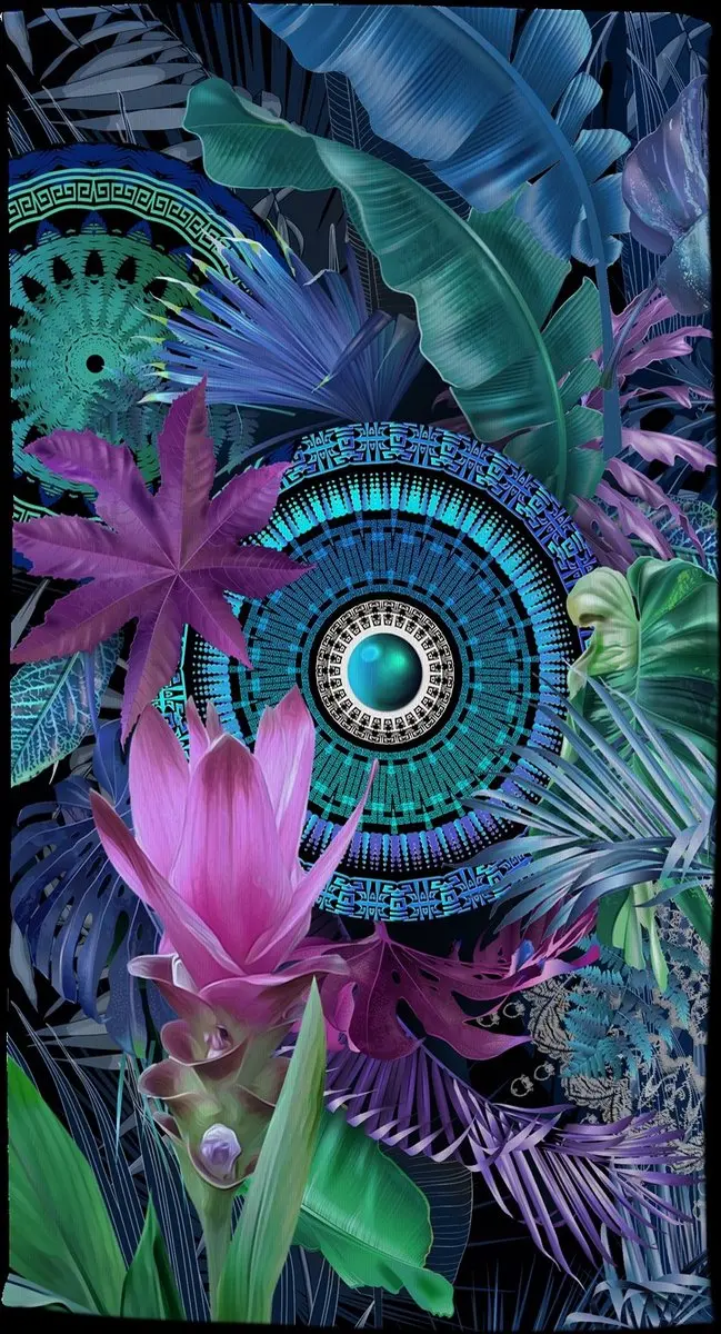 HIP Strandlaken "mandala's, bladeren en bloemen"