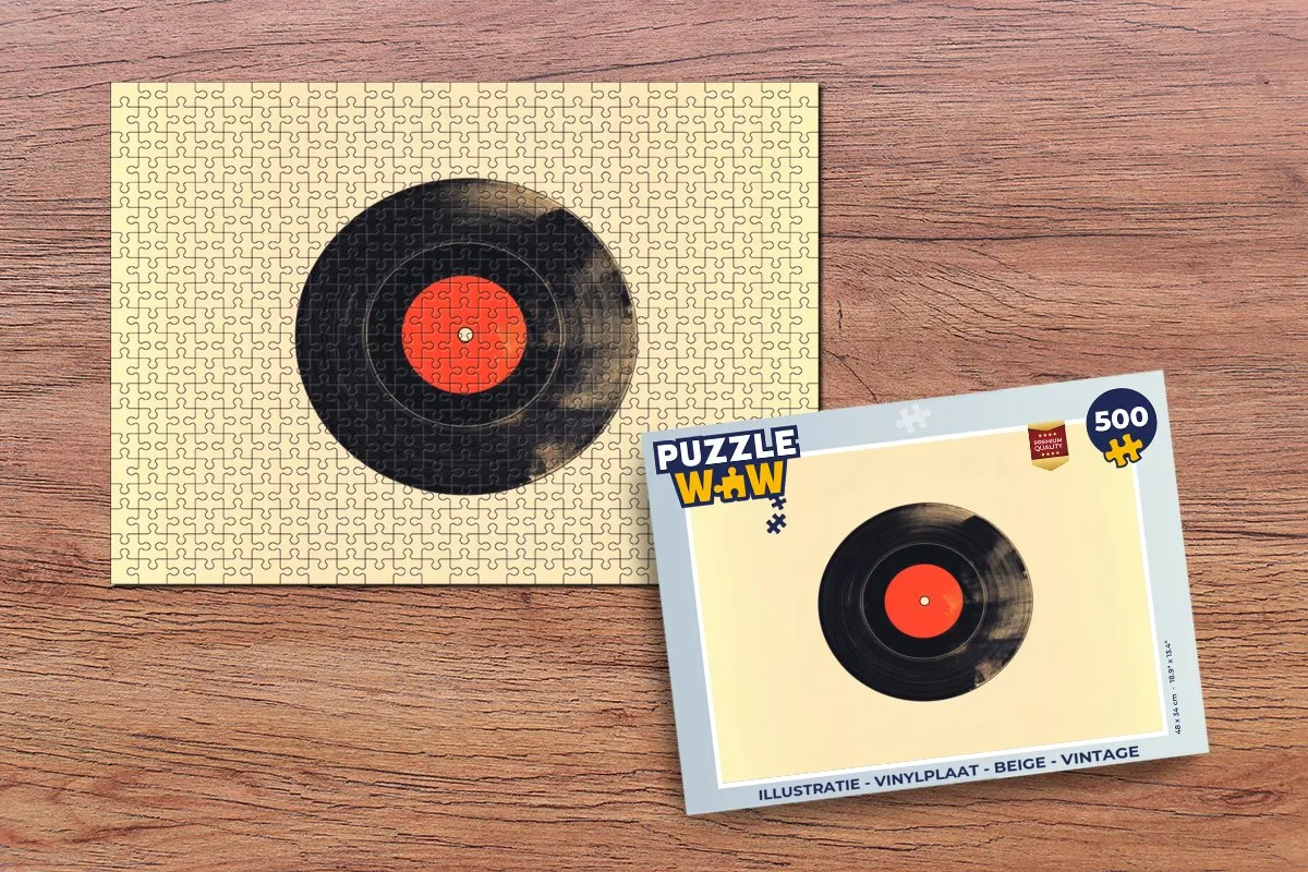 PuzzleWow Legpuzzel 500 Stuks - Vinylplaat Illustratie - Beige