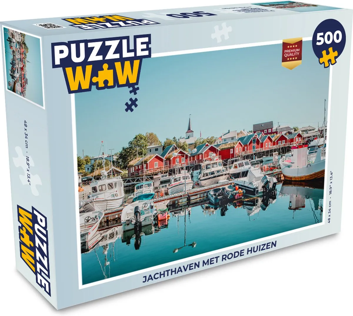 PuzzleWow Jachthaven met rode huizen Legpuzzel 500 Stuks